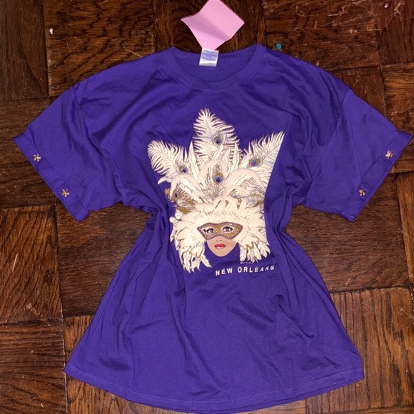 Purple mardi gras T-Shirt with New Orleans Design - Picture 1 of 7